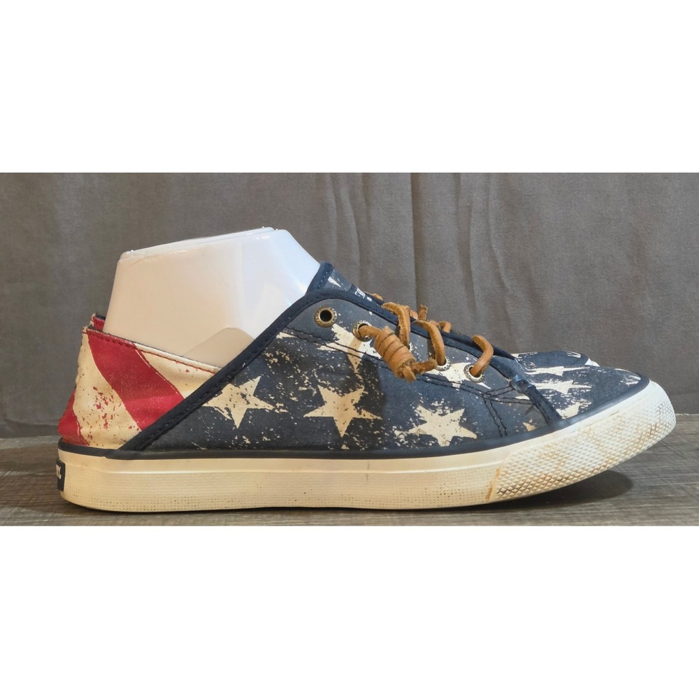 Sperry Seacoast Isle Stars Stripes Canvas Shoes Women's Size 7 Red White Blue